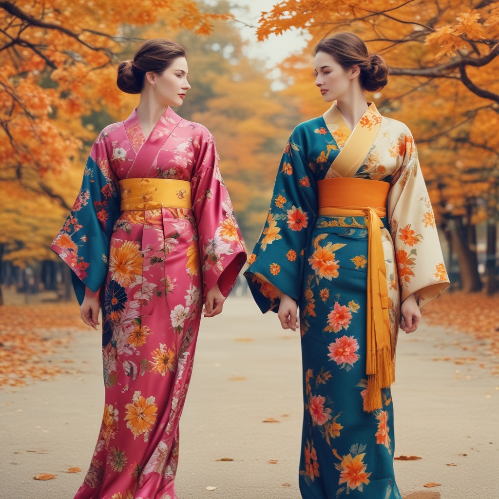 Models in Autumn Kimono