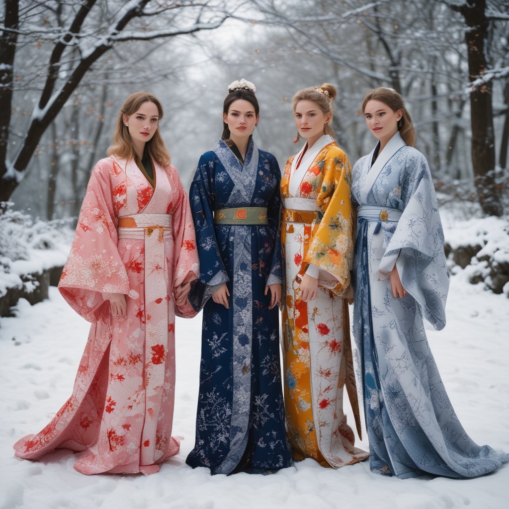 Models in Winter Kimono